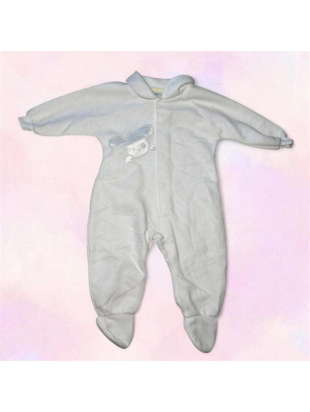 White Vintage 1990s Rascal Baby Onesie Dog Embroidery 18-24 Months